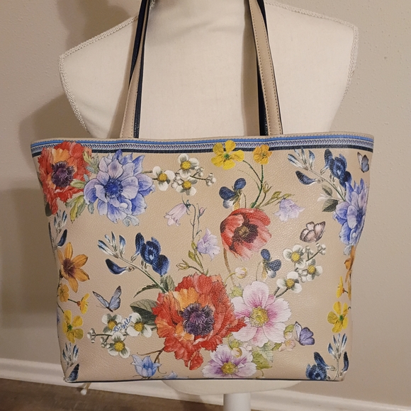 Brighton Handbags - Brighton Floral Tote with Multicolor Blooms